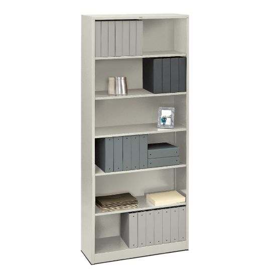 Picture of HON Brigade Steel Modular Shelving Bookcase, 6 Shelves (4 Adjustable), 81-1/8inH x 34-1/2inW x 12-5/8inD, Light Gray