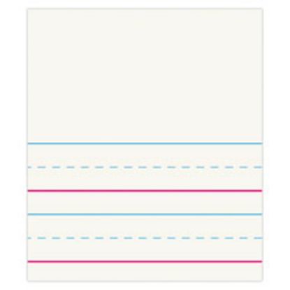 Picture of FORAY Red & Blue Ruled Storybook Paper, Conforms To d-Nealian -- Grade K, 4 1/2in Picture Story Heading, 3/4in Ruling, 3/8in Skip Space, 11in x 8 1/2in, Pack of 500 Sheets