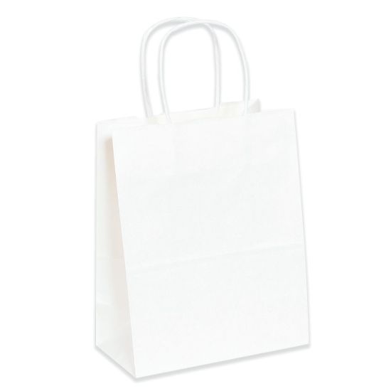 Picture of Partners Brand Paper Shopping Bags, 5 1/4inW x 3 1/4inD x 13inH, White, Case Of 250