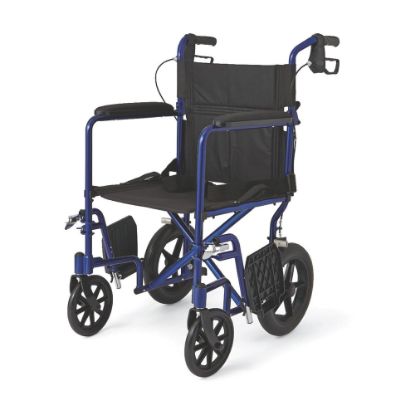 Picture of Medline Aluminum Transport Chair, 12in Wheels, Blue