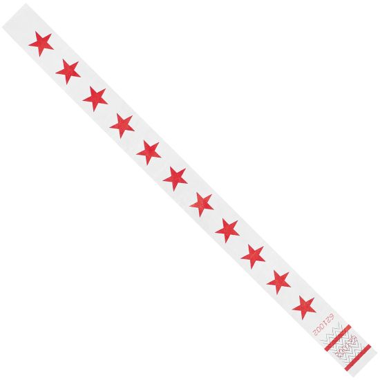 Picture of Tyvek Wristbands, Stars, 3/4in x 10in, Red/White, Case Of 500