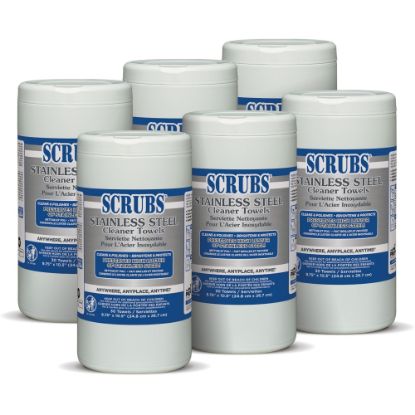 Picture of SCRUBS Stainless Steel Cleaner Wipes, Citrus Scent, 32 Oz Bottle, Case Of 6