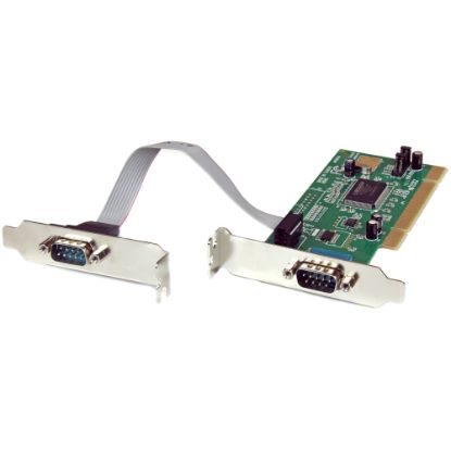 Picture of StarTech.com 2 Port PCI Low Profile RS232 Serial Adapter Card with 16550 UART - Low Profile 2 Port 16550 Serial PCI Card - Serial adapter - PCI - serial - 2 ports