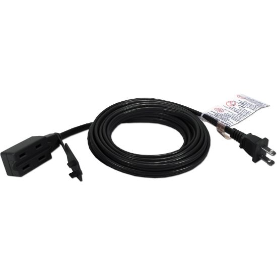 Picture of QVS 3-Outlet 2-Prong 15ft Power Extension Cord - 3 x AC Power - 15 ft Cord - 13 A Current - 125 V AC Voltage - 1625 W - 3 x AC Power - 15 ft Cord - 13 A Current - 125 V AC Voltage - 1625 W - Black