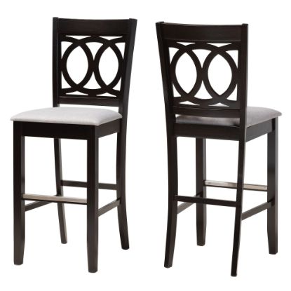 Picture of Baxton Studio Carson Bar Stools With Backs, Gray/Espresso, Set Of 2 Bar Stools