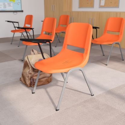 Picture of Flash Furniture Ergonomic Shell Chair With Right Handed Flip-Up Tablet Arm, Orange