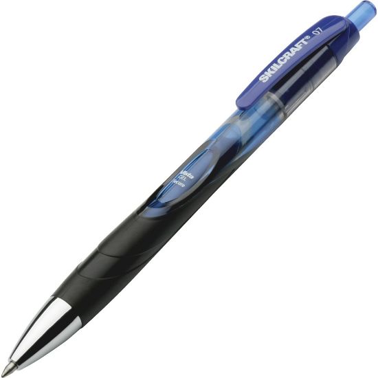 Picture of SKILCRAFT Vista Retractable Security Gel Pen, Medium Point, Tinted Barrel, Blue Ink, Pack Of 3 (AbilityOne 7520-01-574-5971)