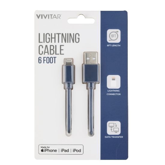 Picture of Vivitar Lightning To USB-A Cable, 6ft, Navy, NIL1006-NAV-STK-24