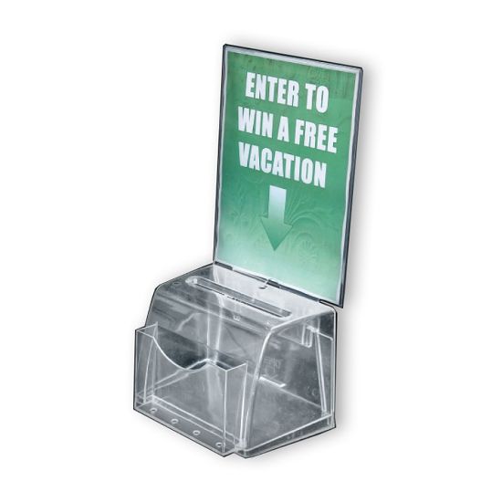 Picture of Azar Displays Plastic Suggestion Box, Molded, Medium, 6inH x 7 3/4inW x 5 1/2inD, Clear