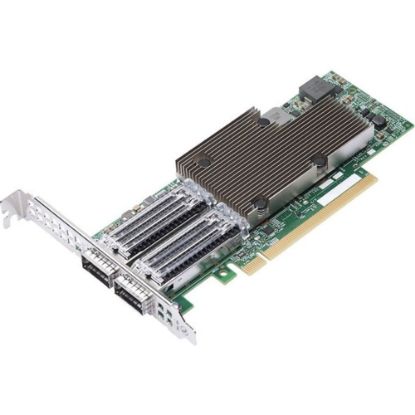 Picture of Broadcom Dual-Port 100 Gb/s QSFP56 Ethernet PCI Express 4.0 x16 Network Interface Card - PCI Express 4.0 x16 - 2 Port(s) - Optical Fiber - 100GBase-X - Plug-in Card