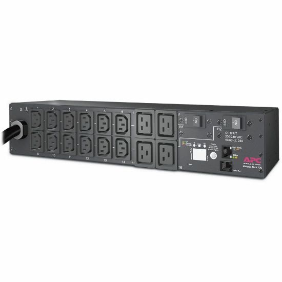 Picture of APC by Schneider Electric Rack PDU, Metered, 2U, 30A, 208V, (12) C13s & (4) C19 - Metered - NEMA L6-30P - 12 x IEC 60320 C13, 4 x IEC 60320 C19 - 200 V, 208 V, 230 V - 12 ft Cord Length - 2U - Rack-mountable