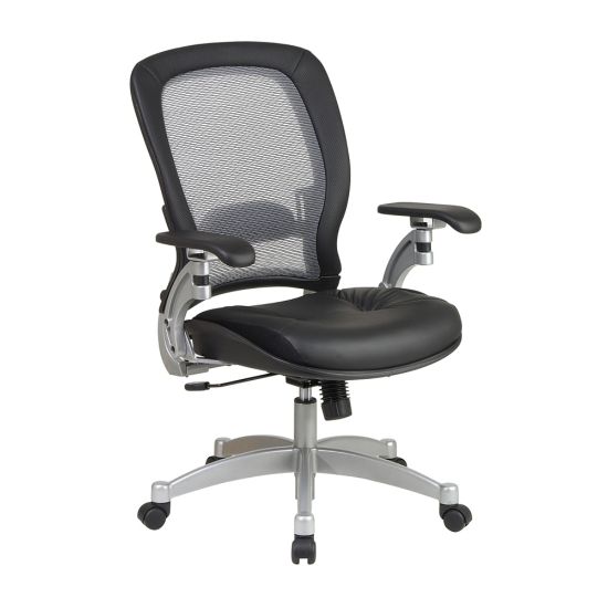 Picture of Office Star Professional AirGrid Bonded Leather High-Back Chair, Black/Platinum