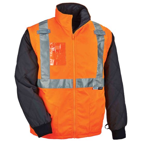 Picture of Ergodyne GloWear 8287 Type R Class 2 High-Visibility Thermal Jacket With Removable Sleeves, X-Large, Orange