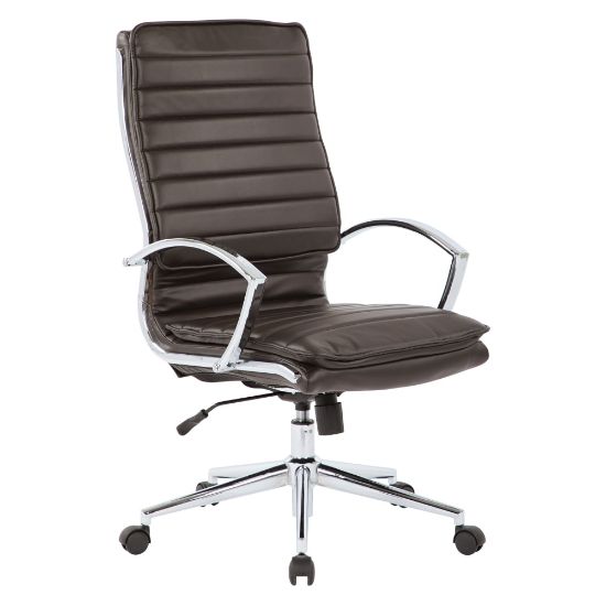 Picture of Office Star Pro-Line II SPX Bonded Leather High-Back Chair, Espresso/Chrome