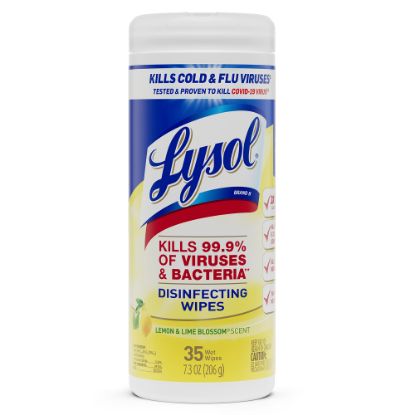 Picture of Lysol Disinfecting Wipes, Lemon & Lime Blossom Scent, Tub Of 35