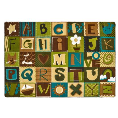 Picture of Carpets for Kids KIDSoft Alphabet Blocks Seating Rug, 8" x 12ft, Brown