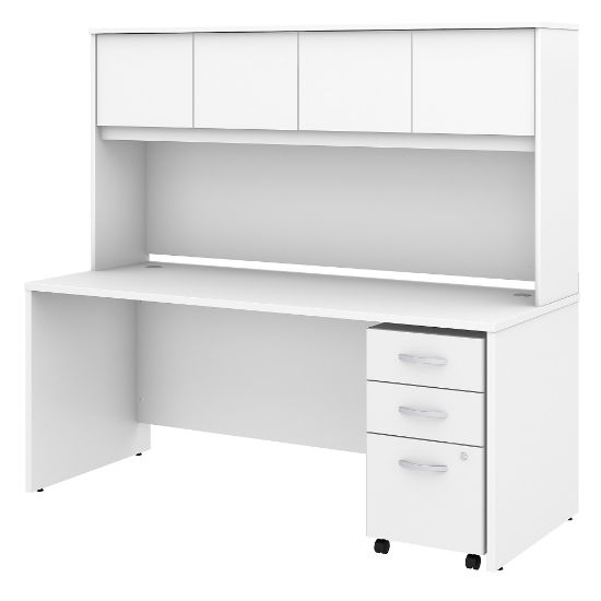 Picture of Bush Business Furniture Studio C 72inW Office Computer Desk With Hutch And Mobile File Cabinet, White, Standard Delivery