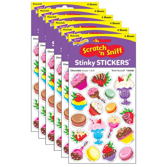 Picture of Trend Stinky Stickers, Treat Yourself/Chocolate, 72 Stickers Per Pack, Set Of 6 Packs