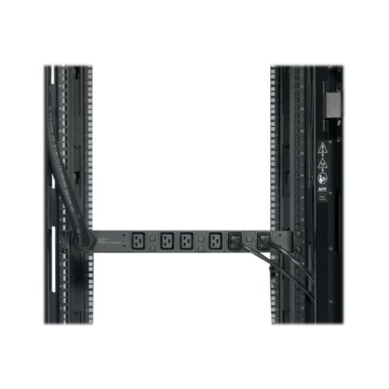 Picture of APC Basic Rack PDU - Power distribution strip (rack-mountable) - AC 208 V - 3-phase - input: Hubbell CS8365C - output connectors: 6 (IEC 60320 C19) - 1U - 8 ft cord - for P/N: SMTL1000RMI2UC, SMX1000C, SMX1500RM2UC, SMX1500RM2UCNC, SMX750C, SMX750CNC