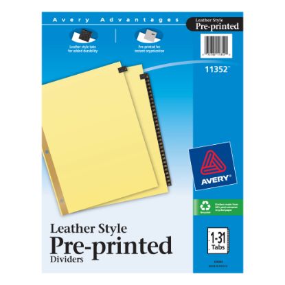 Picture of Avery Black Leather Tab Dividers, 1-31