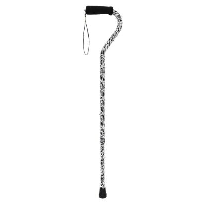 Picture of DMI Designer Adjustable Offset-Handle Aluminum Cane, 30in - 39in, Zebra