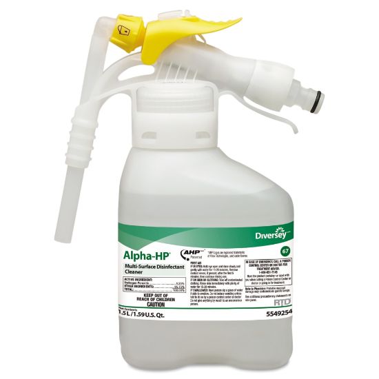 Picture of Diversey Alpha-HP Multi-Surface Disinfectant Cleaner, Citrus Scent, 50.7 Oz Bottle