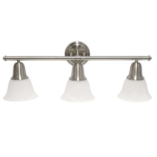 Picture of Lalia Home Essentix 3-Light Wall Mounted Vanity Light Fixture, 26-1/2inW, Alabaster White/Brushed Nickel