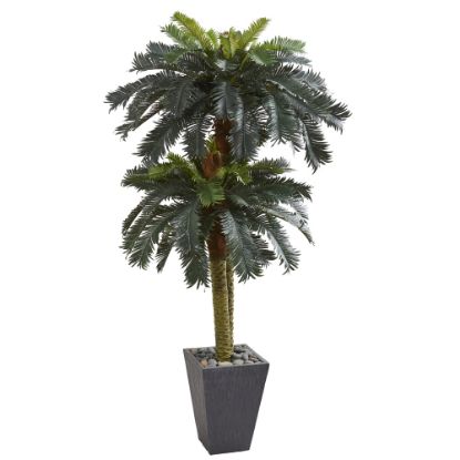 Picture of Nearly Natural Double Sago Palm 72inH Artificial Tree With Planter, 72inH x 34inW x 34inD, Green