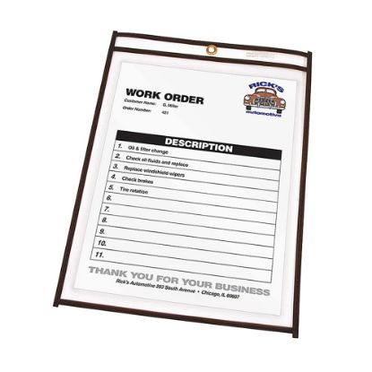 Picture of C-Line Stitched Vinyl Shop Ticket Holders, 8 1/2in x 11in, Clear, Box Of 25