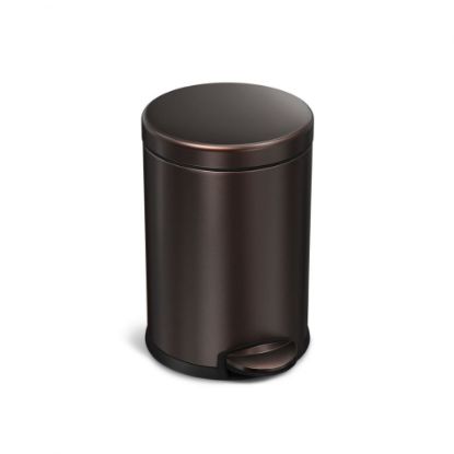 Picture of simplehuman Round Stainless-Steel Mini Step Trash Can, 1.2 Gallons, 12-1/8inH x 7-5/8inW x 10inD, Dark Bronze