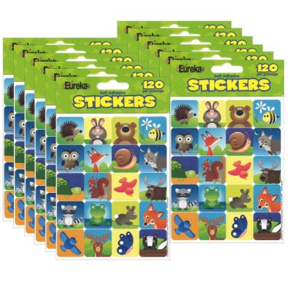 Picture of Eureka Theme Stickers, Woodland Creatures, 120 Stickers Per Pack, Set Of 12 Packs