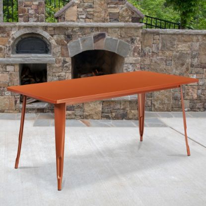 Picture of Flash Furniture Commercial Grade Indoor/Outdoor Metal Table, 29-1/2inH x 31-1/2inW x 63inD, Copper