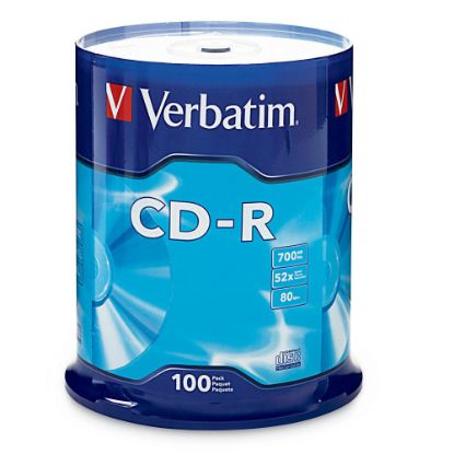 Picture of Verbatim CD-R Recordable Media, Spindle, 700MB/80 Minutes, Pack Of 100