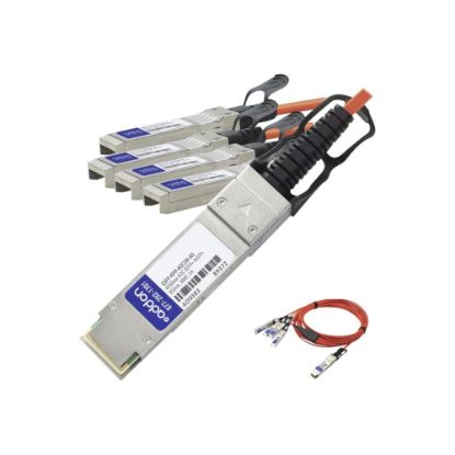 Picture of AddOn 1m Industry Standard QSFP+ Breakout AOC - 40GBase direct attach cable - SFP+ (M) to QSFP+ (M) - 1 m - fiber optic - active