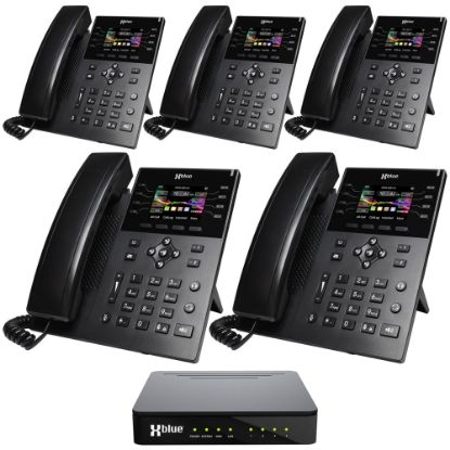 Picture of XBLUE QB1 Advanced Business Communications System Bundle With (5) IP8g Telephones, Black