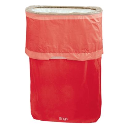 Picture of Amscan Pop-Up Plastic Trash Fling Bins, 13 Gallons, Apple Red, Pack Of 3 Bins