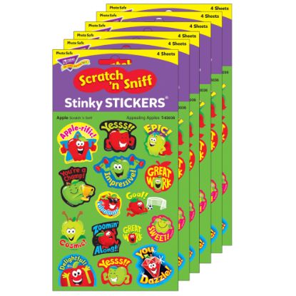 Picture of Trend Stinky Stickers, Mixed Shapes/Apple, 60 Stickers Per Pack, Set Of 6 Packs