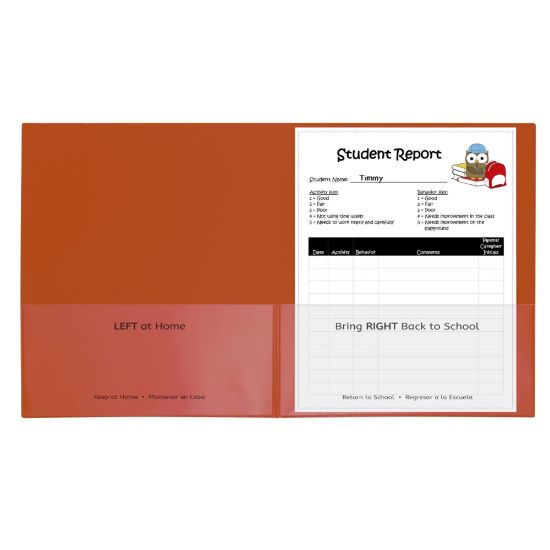 Picture of C-Line Classroom Connector School-To-Home Folders, 8-1/2in x 11in, Orange, Box Of 25 Folders