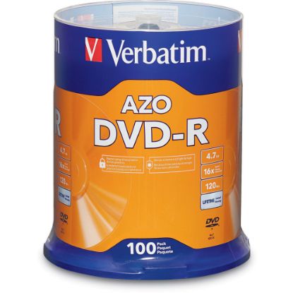 Picture of Verbatim DVD-R Recordable Media Spindle, 4.7GB/120 Minutes, Pack Of 100