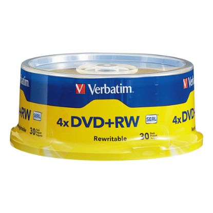 Picture of Verbatim DVD+RW Rewritable Media Spindle, 4.7GB/120 Minutes, Pack Of 30