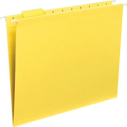 Picture of Smead Hanging File Folders, 1/5-Cut Adjustable Tab, Letter Size, Yellow, Box Of 25