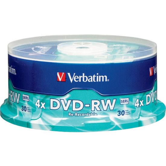 Picture of Verbatim DVD-RW Rewritable Media Spindle, 4.7GB/120 Minutes, Pack Of 30