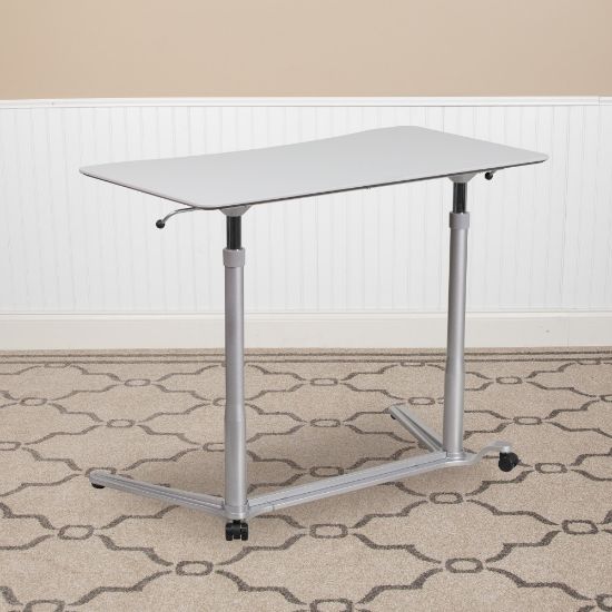 Picture of Flash Furniture 38inW Sit-Down/Stand-Up Ergonomic Computer Desk, Light Gray