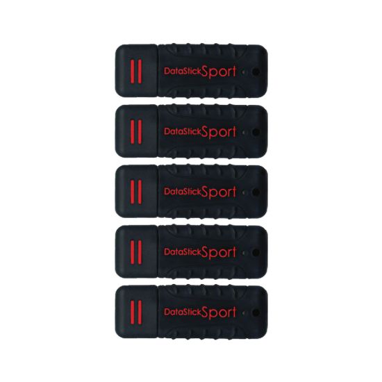 Picture of Centon DataStick Pro USB 2.0 Flash Drives, 64GB, Sport Black, Pack Of 5 Flash Drives, S1-U2W1-64G-5B