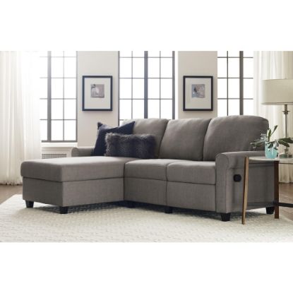 Picture of Serta Copenhagen Reclining Sectional With Storage Chaise, Left, Gray/Espresso