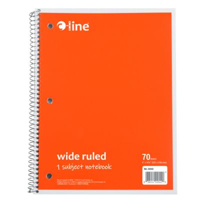 Picture of C-Line Wide Rule Spiral Notebooks, 8in x 10-1/2in, 1 Subject, 70 Sheets, Orange, Case Of 24 Notebooks