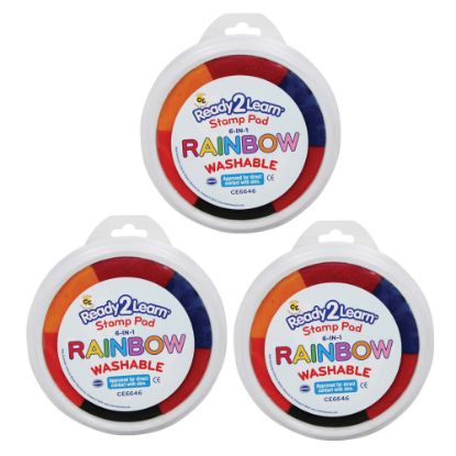 Picture of Ready 2 Learn Jumbo 6-in-1 Circular Washable Stamp Pads, 5-3/4in, Rainbow, Pack Of 3 Pads