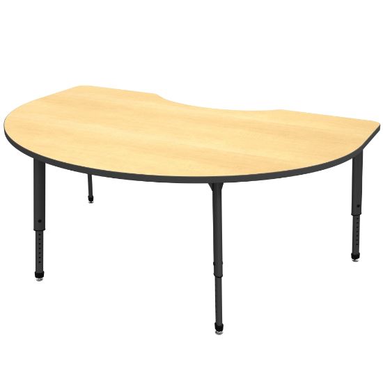 Picture of Marco Group Apex Series Adjustable Height Kidney Table, 30inH x 72inW x 48inD, Maple/Black