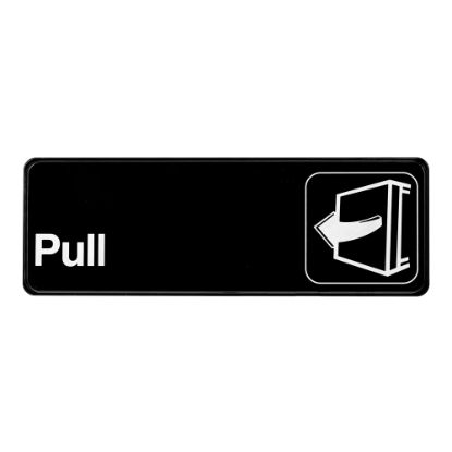 Picture of Alpine Pull Signs, 3in x 9in, Black, Pack Of 15 Signs