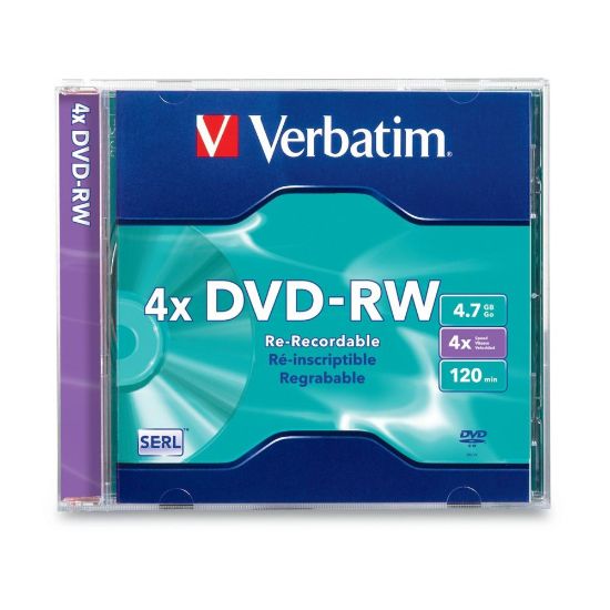 Picture of Verbatim DVD-RW 4.7GB 4X with Branded Surface - 1pk Slim Case - 4.7GB - 1 Pack